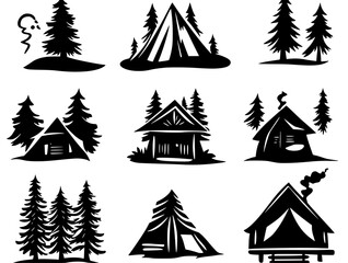 Fototapeta premium Collection of Lodges vector icons, Lodges vector graphics