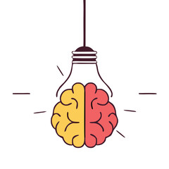Creative Brain Lightbulb Concept – Minimal Line Art Icons of Intelligence, Innovation, and Bright Ideas for Education, Tech, and Branding. © RASEL