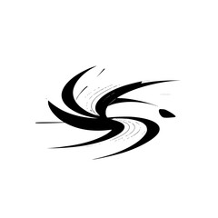 Swirling Black Abstract Graphic on White Background