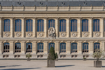 Paris, France - 04 05 2025: Jardin des plantes. Close-up view of the facade of the Great Evolution Gallery building.