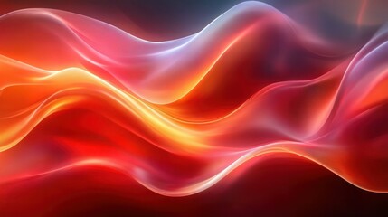 Abstract red orange wave energy flow dark background digital art