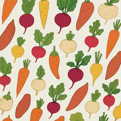 Root Vegetables Print Design in Vector