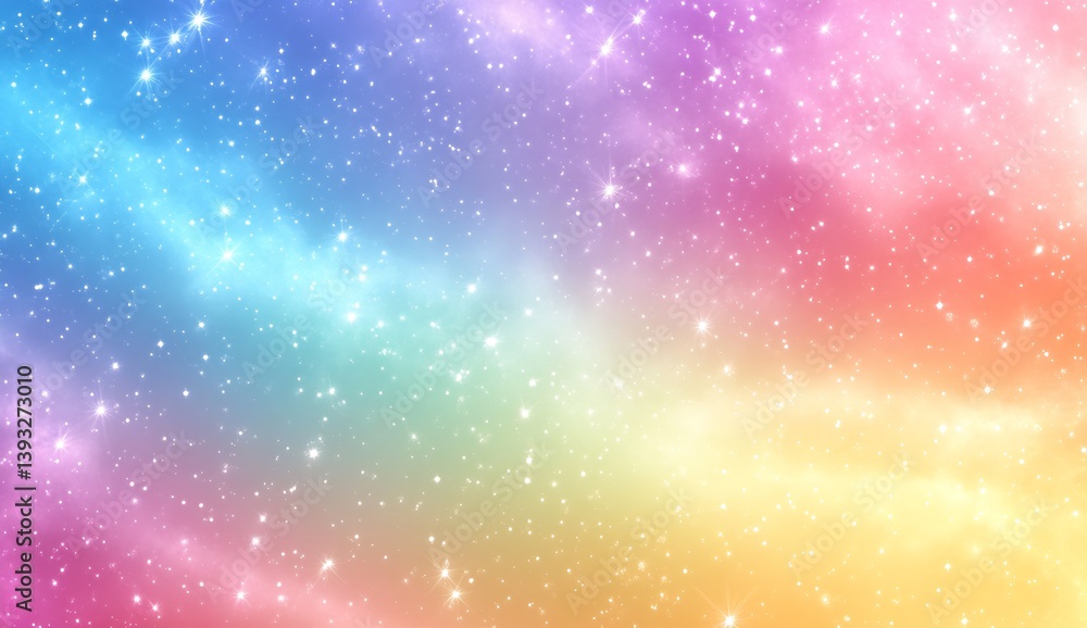 Poster enchanting cosmic backdrop featuring pastel colors and sparkling stars designed to evoke feelings of