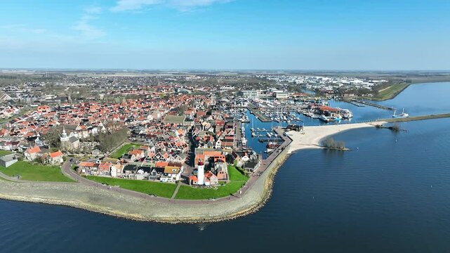 Aerial from the traditional town Urk at the IJsselmeer in the Netherlands