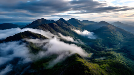 A traditional wooden hut with a thatched roof, surrounded by alpine flora and a breathtaking view of the mountain range in the background.