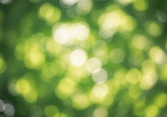 Obraz premium Blurred background of green leaves with circular bokeh, perfect for adding a natural touch.