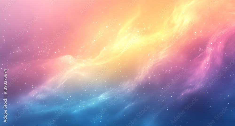 Fototapete Pastel Sky with Clouds and Stars Dreamy Gradient Background for Art and Design Projects : Generative AI