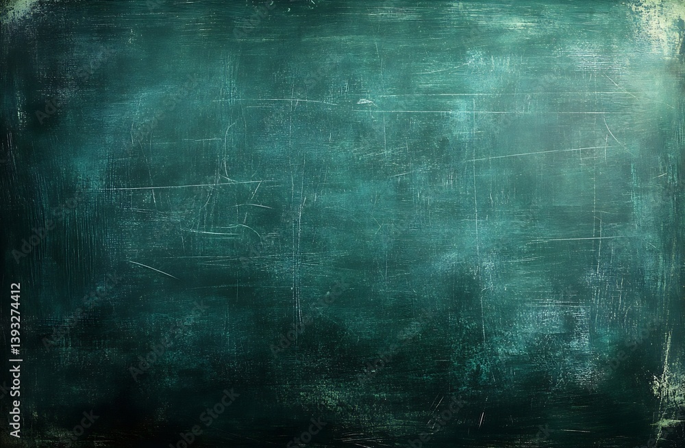 Poster Dark Teal Grunge Texture Background Chalkboard Effect Vintage Style Aged Pattern Backdrop Abstract Design Surface Rustic Dark Green : Generative AI