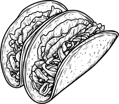 Soft Shell Taco coloring book vector design, Soft Shell Taco vector illustration