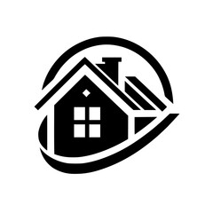 Modern Minimalist House Icon, Black & White, Real Estate Branding