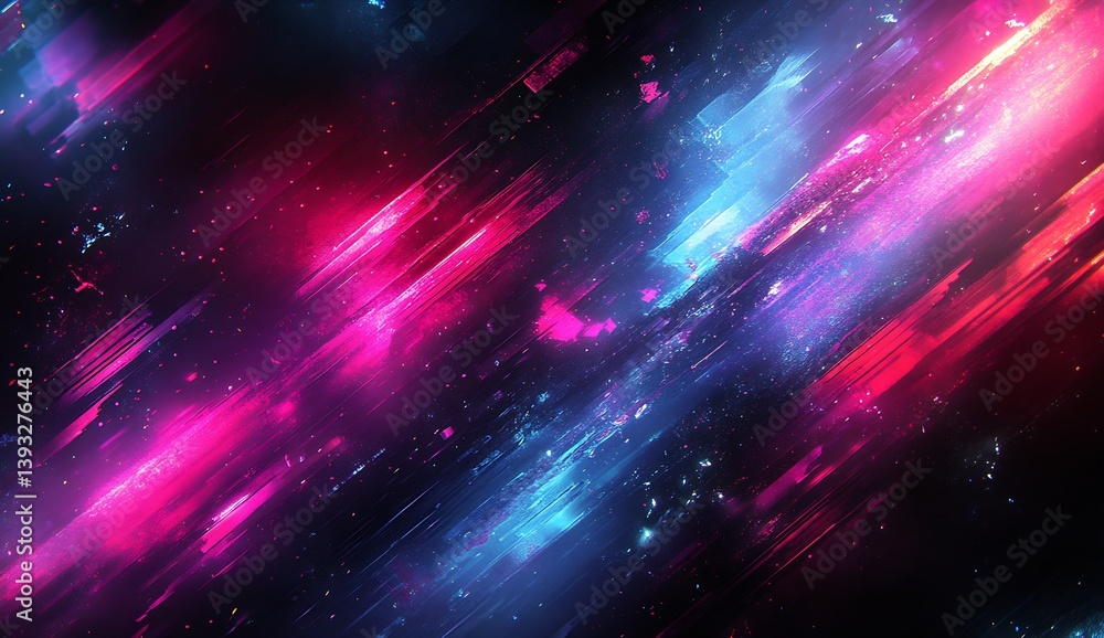 Poster dynamic light streaks with vivid blue and pink colors representing energy and movement : generative 