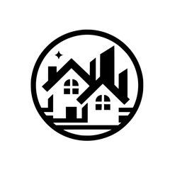 Clean Real Estate Logo: Modern Home Icon in Circle