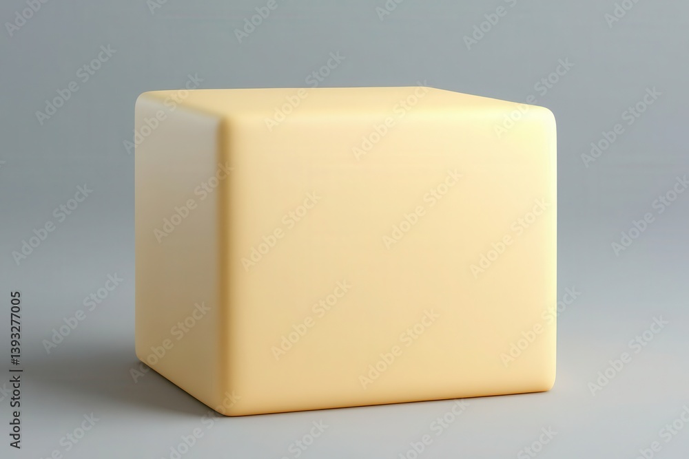 Wall mural plain yellow cube on gray background, 3d rendered object