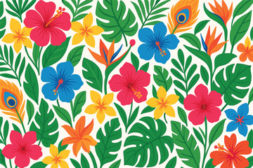 Fototapeta premium Colorful flower pattern with many different types of flowers