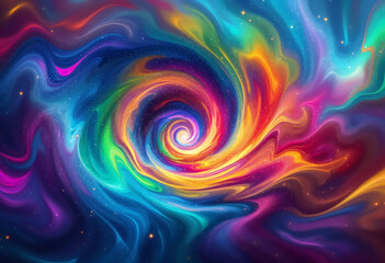 Fototapeta premium Colorful Cosmic Nebula Abstract Spiral Design with Stars and Swirling Energy
