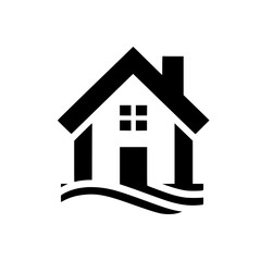 Simple Black & White Home Logo, Real Estate, Minimalist Design