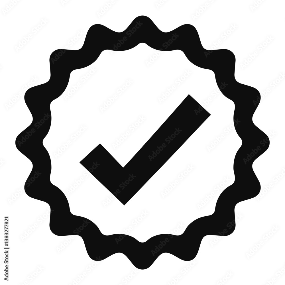 Aufkleber minimalist checkmark badge icon for confirmation or verified status in user interface