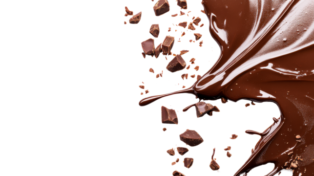 Melted chocolate with pieces, sweetness, confectionery, tasty, cutout transparent