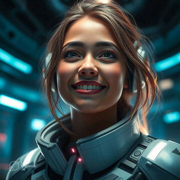 young woman is robbot