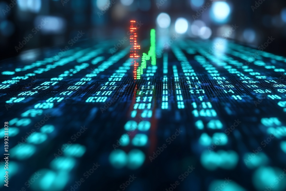 Poster Abstract Stock Market Data Visualization with Green and Red Trends Financial Insights : Generative AI