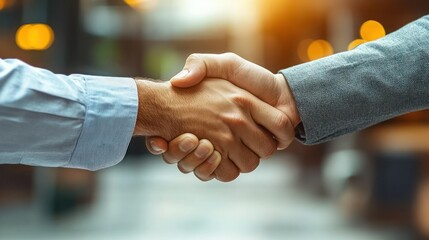 Businesspeople shaking hands outdoors