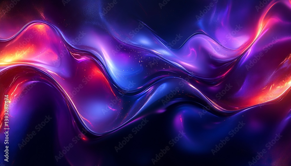 Poster dynamic abstract waves of radiant orange and blue fluid shapes with glowing light effects : generati