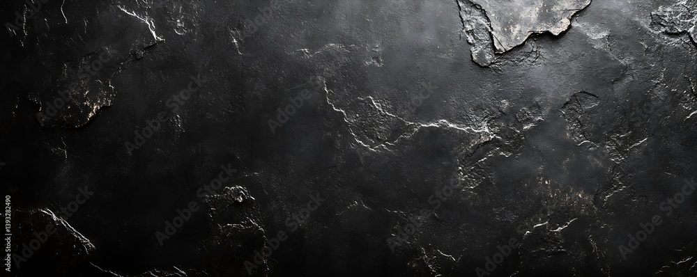 Poster Dark Black Stone Texture Background Abstract Rock Surface Natural Material Rough Grunge Pattern Industrial Design Modern Backdrop : Generative AI