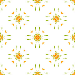 floral frame Mediterranean tile seamless pattern, tile template on white background.