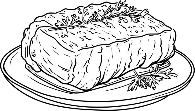 black and white food on plate clip art preview