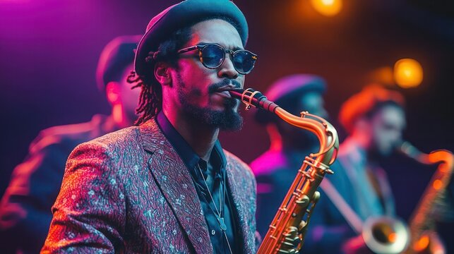 Jazz musician performing on stage