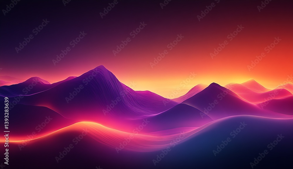 Poster breathtaking sunset over abstract mountains with vibrant colors creating a visual delight : generati