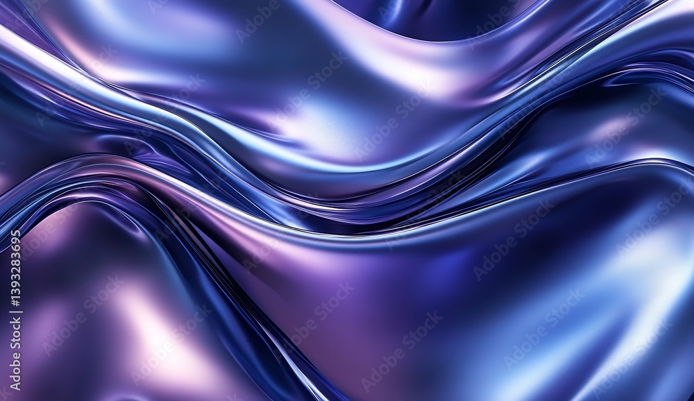 Aufkleber Graceful undulating fabric of deep blue and purple tones creating a smooth abstract background : Generative AI