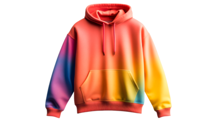 Vibrant gradient hoodie, fashion apparel, modern design, style, colorful, cut out transparent