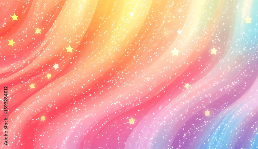 Poster colorful abstract background with wavy lines and stars creating a dreamy atmosphere : generative ai