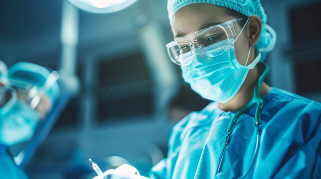 A nurse assisting a doctor during a minor procedure in a clinic room. stock image, hd quality, natural look, blog post, health care