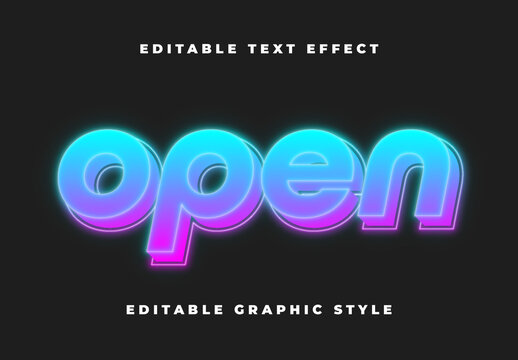 Blue And Purple Neon Font Glowing Luminous 3d Text Effect