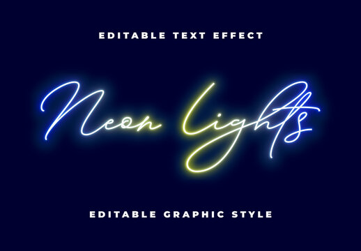 Blue And Yellow Neon Glowing Script Font Vibrant Cursive Text Effect