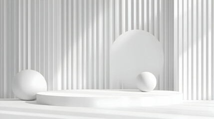 Minimalist white geometric podium display