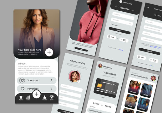 Black And White Minimal Shopping App UI Mobile Design