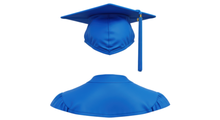 Isolated Graduation Cap and Gown