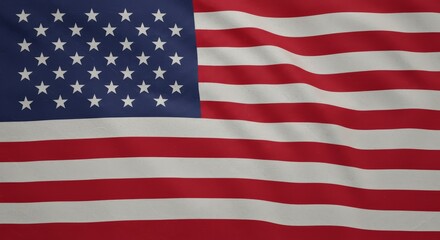 Naklejka premium American Flag Waving in Wind - Close-up of an American flag waving gently in the breeze, showcasing its vibrant colors and intricate details