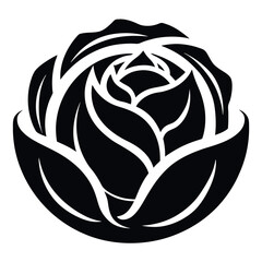 Cabbage Vector Silhouette – Black Vegetable Icon for Farm