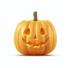 Glowing Halloween pumpkin on transparent background