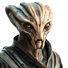 A Fearless Alien Warrior with Otherworldly Features Isolated on Transparent Background