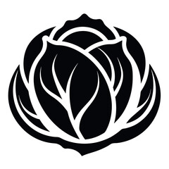 Cabbage Vector Silhouette – Black Vegetable Icon for Farm