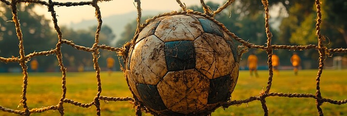 Soccer ball in a net