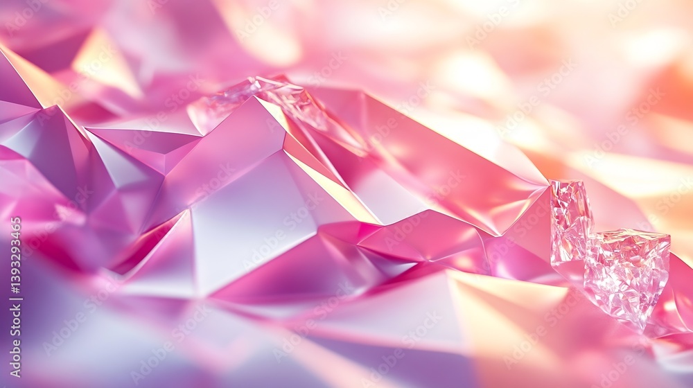Poster abstract pink crystal geometric background luxurious diamond facet pattern for wallpaper and design 