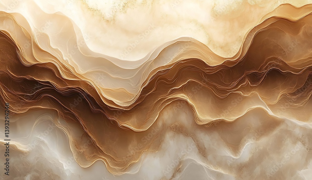 Leinwandbilder stunning abstract wave background in warm tones of cream and brown with flowing layered design : gen