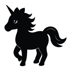 cute black horse vector illustration.