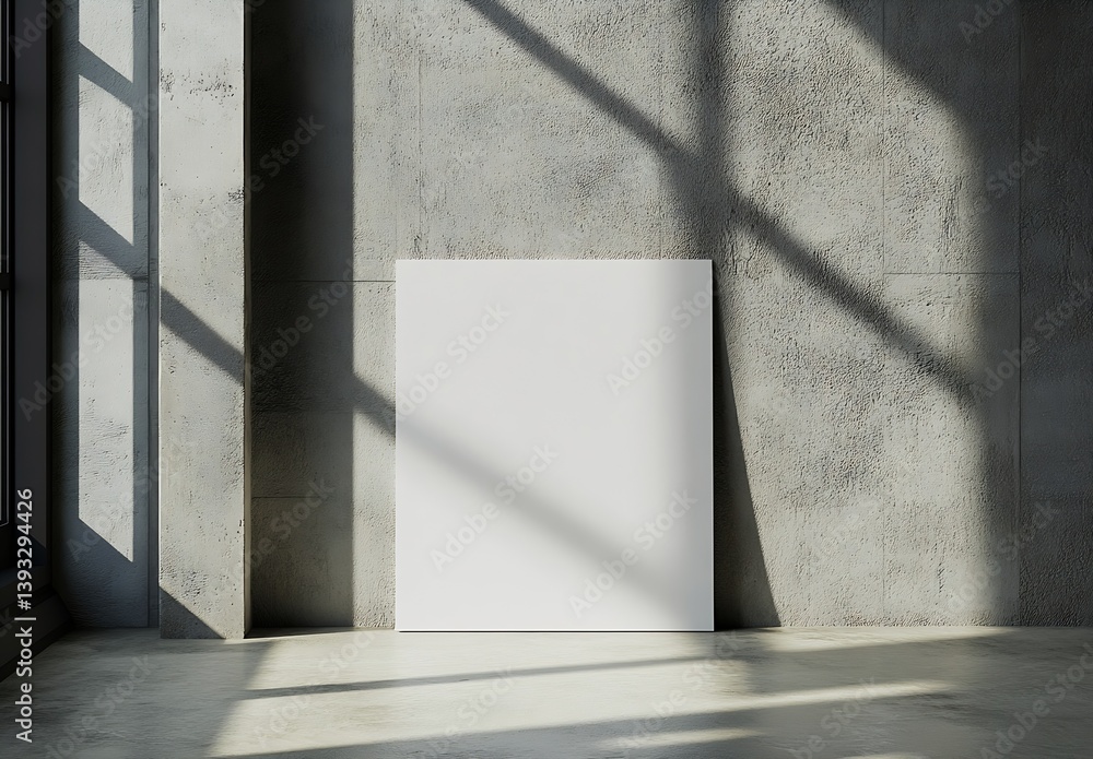 Poster blank white poster mockup against concrete wall with window shadow play for presentations : generati